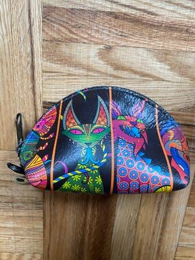 Colorful and Weird Cat Print Zip Up Pouch Coin Purse
